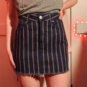 Red, White, & Blue Ripped Jean Skirt